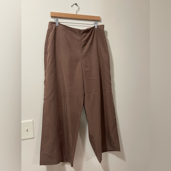 J. Jill Brown Cropped Modal Blend Casual Soft Wide Leg Pants Size Large - Picture 4 of 9